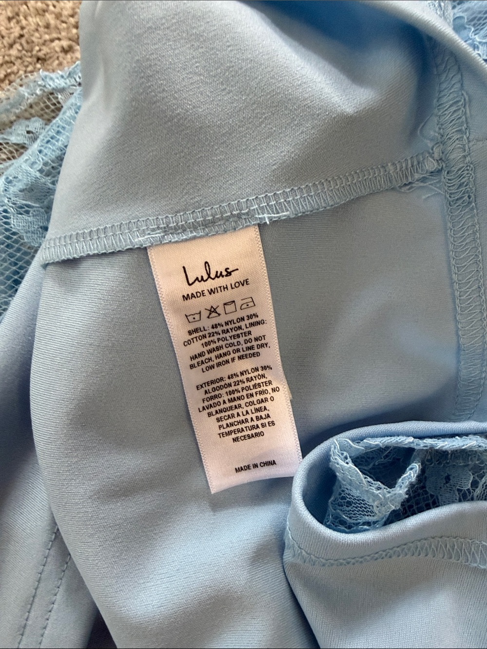 NWT Lulus Strapless Light Blue Lace Tiered Mini Dress XL - Picture 9 of 10